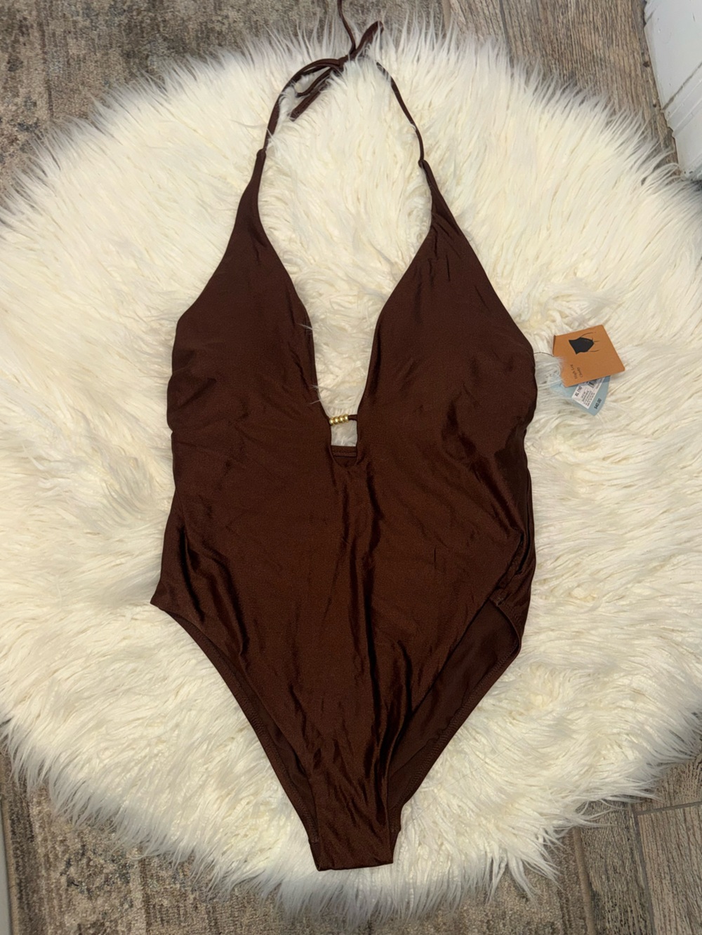 Mocha brown High Leg Cheeky Swimsuit